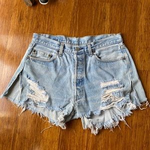 Vintage Levi's 501 thrashed denim shorts - fits like a size 29-30